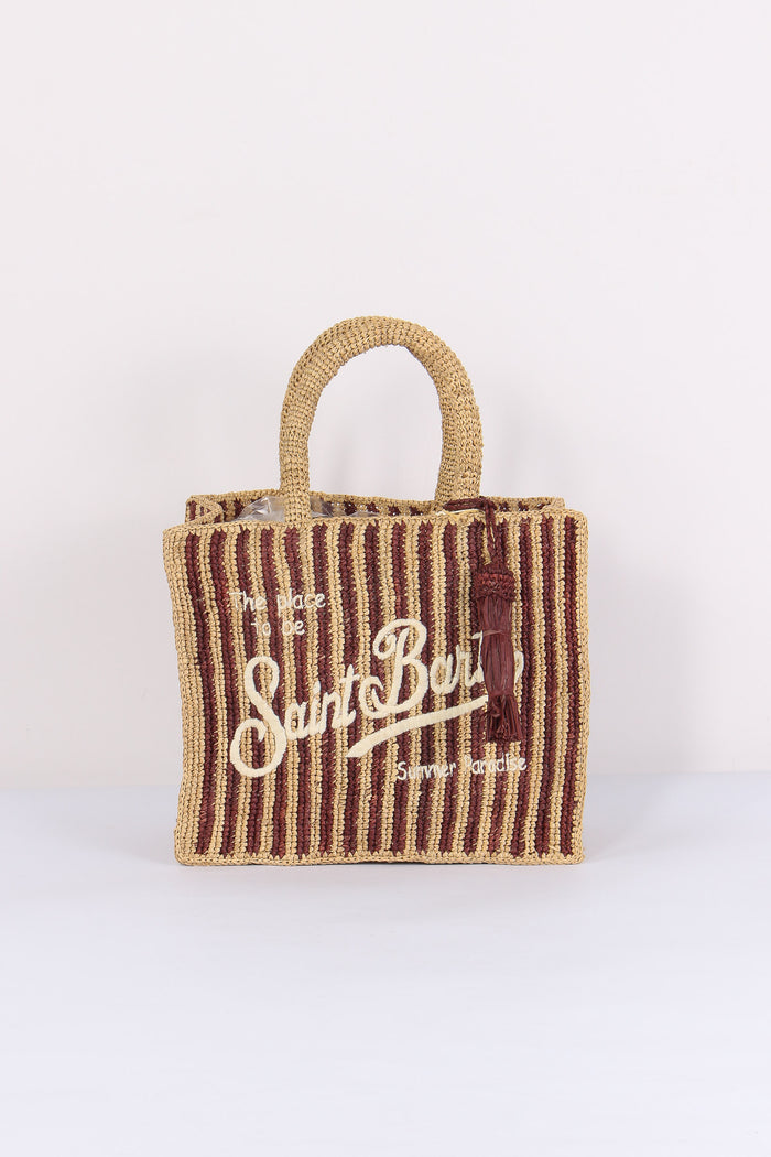 Colette Mini Raffia Righe Beige/moro