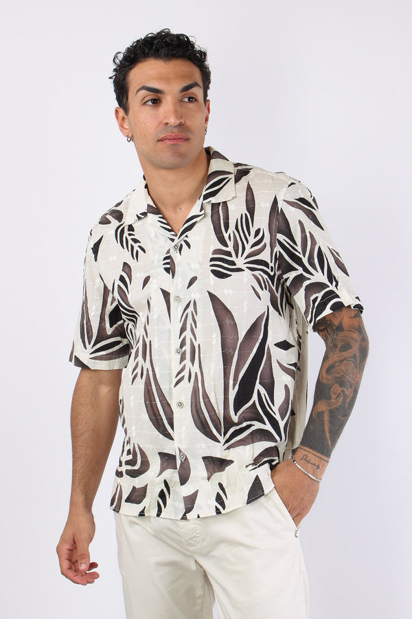 Cu1001 Camicia Mc Fantasia Moro/latte-2