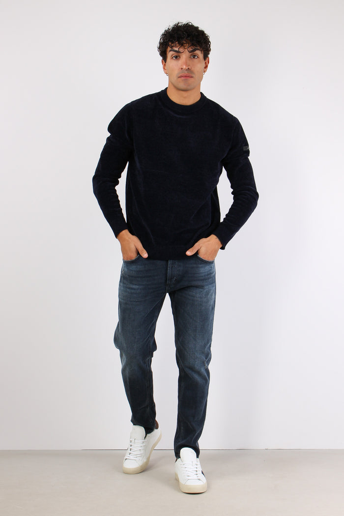 Maglia Girocollo Ciniglia Blu Navy