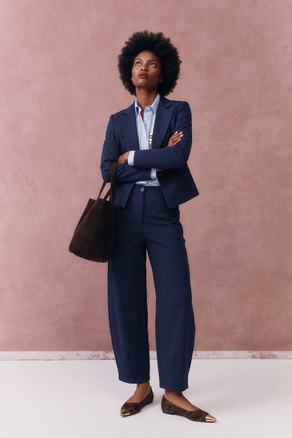 Pantalone Carrot Tessuto Tecni Blu