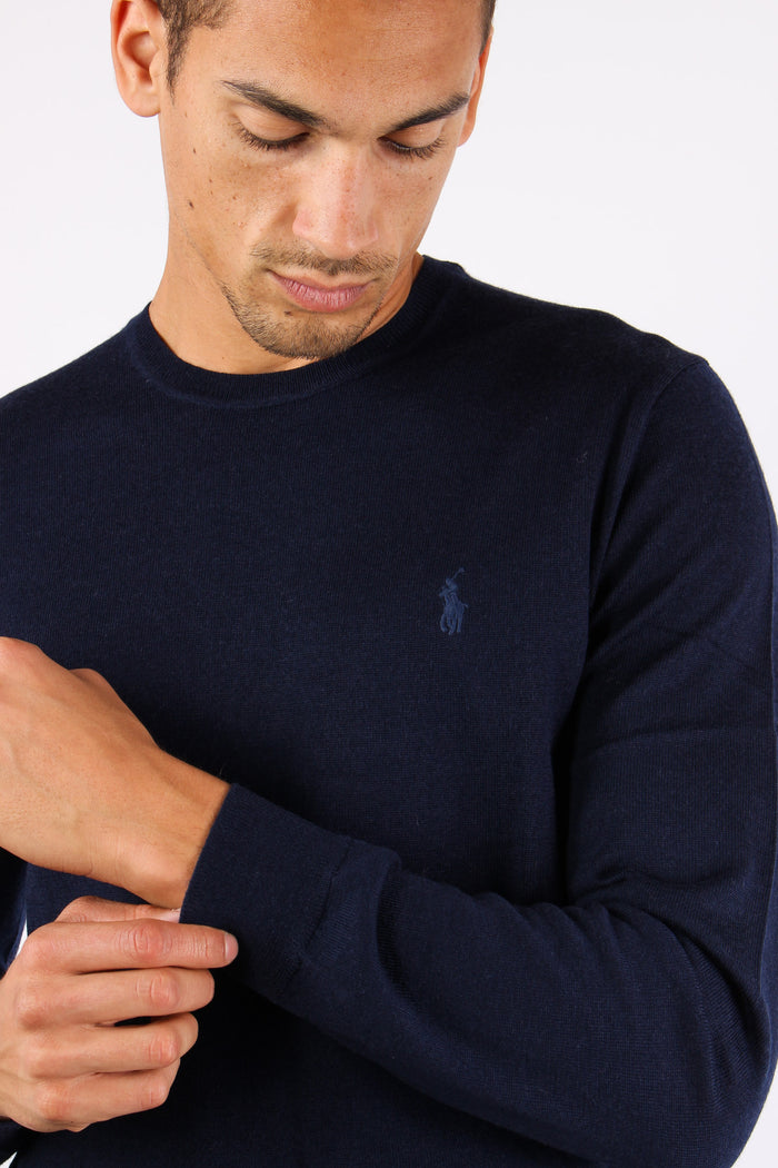 Maglia Girocollo Lana Merinos Hunter Navy-6