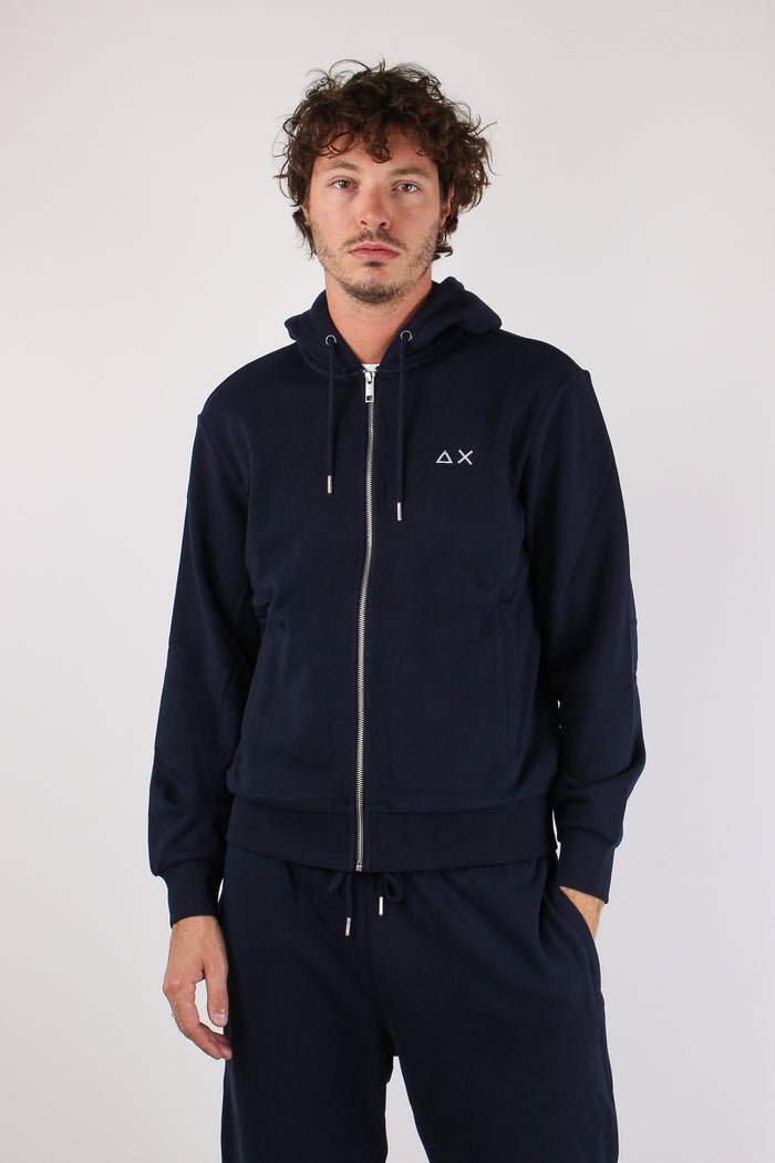 Felpa Full Zip Cappuccio Navy Blue-2