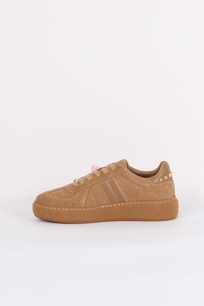 Sneakers Camoscio Borchie Cuoio-5