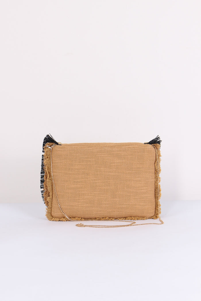 Pochette Ricami Frange Camel-4