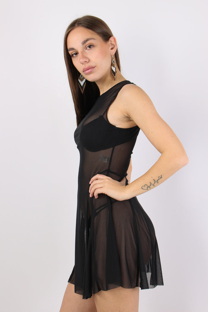 Abito Corto Tulle Nero-4
