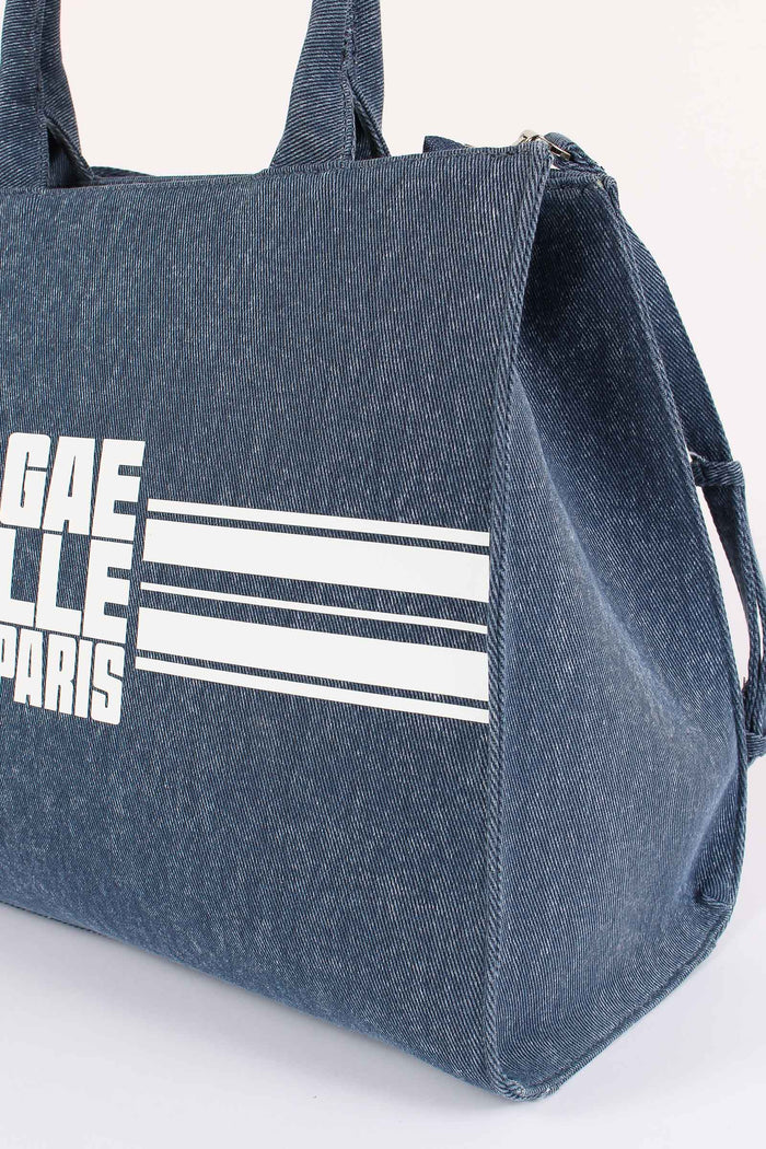 Maxi Tote Banda Logo Blu-7