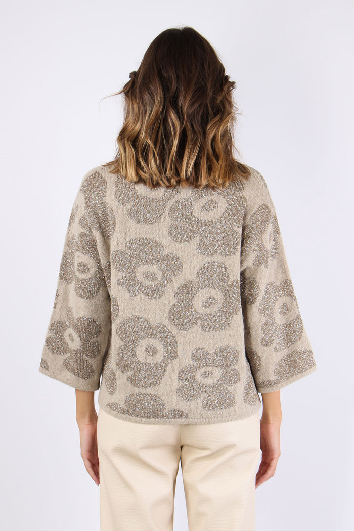 Maglia Girocollo Fiori Oro-5