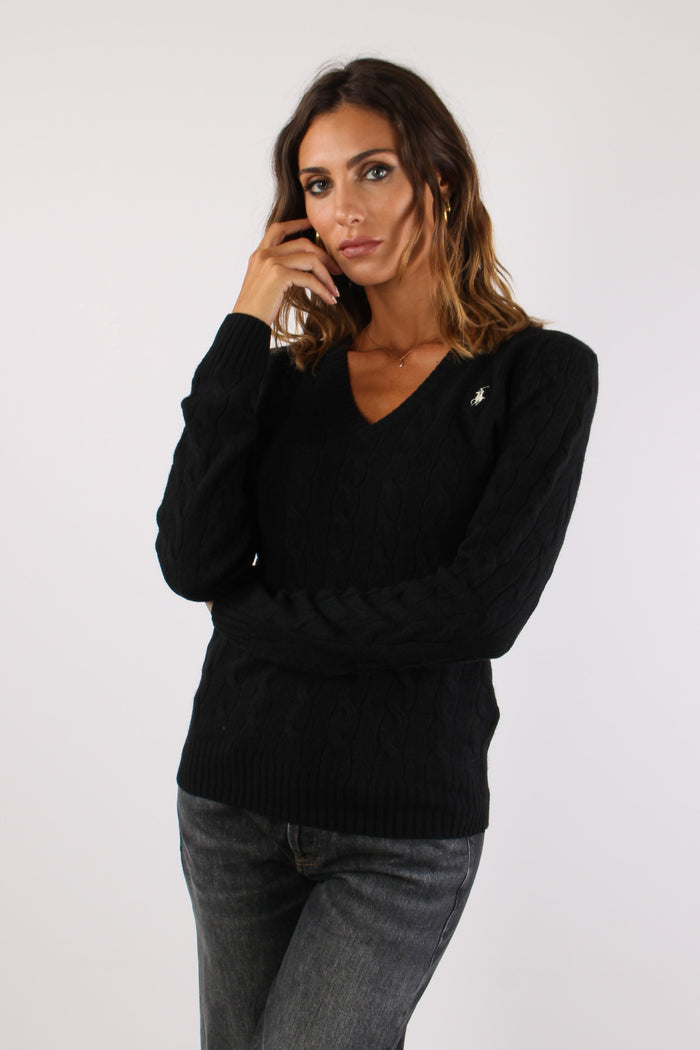 Maglia Scavo V Trecce Polo Black-6