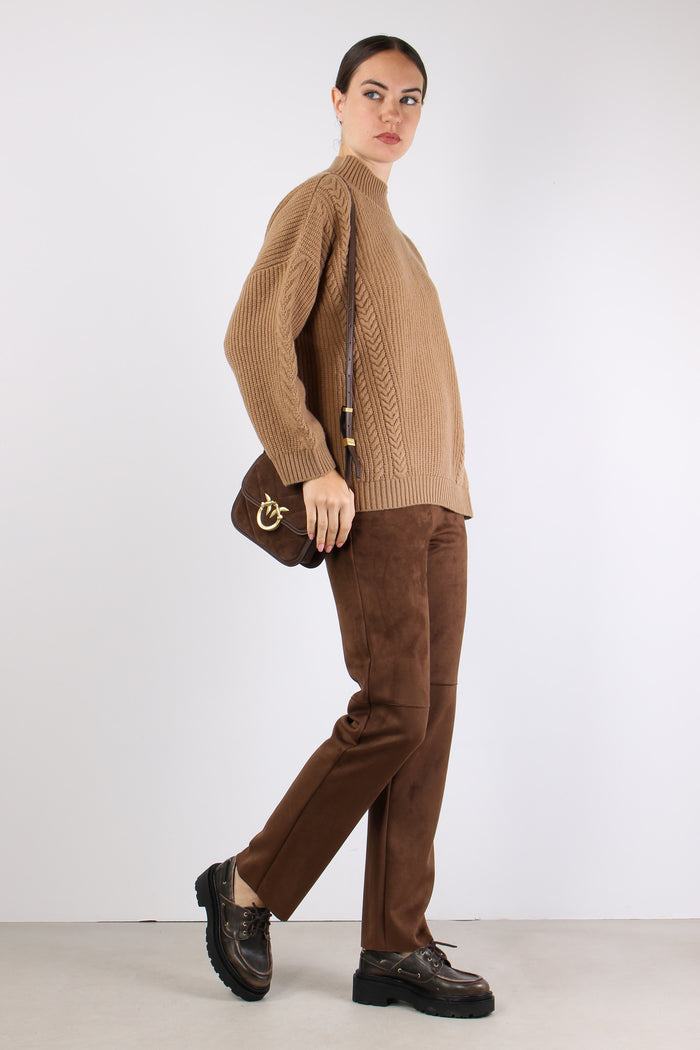 Salita Maglia Over Trecce Cammello-7