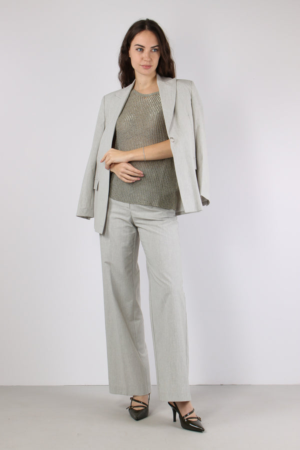 Maglia Smanicata Lurex Cenere