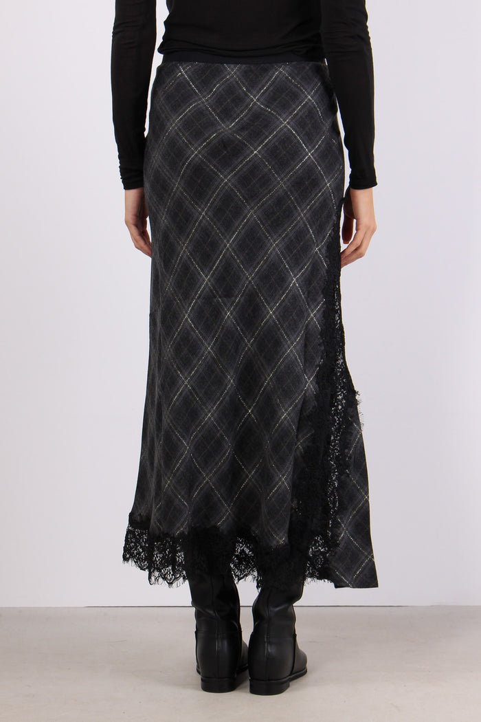 Exaltacion Gonna Check Pizzo Multi Grigio-5