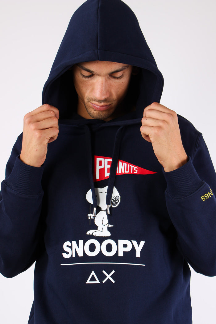 Felpa Cappuccio Maxi Stampa Navy Blue-3