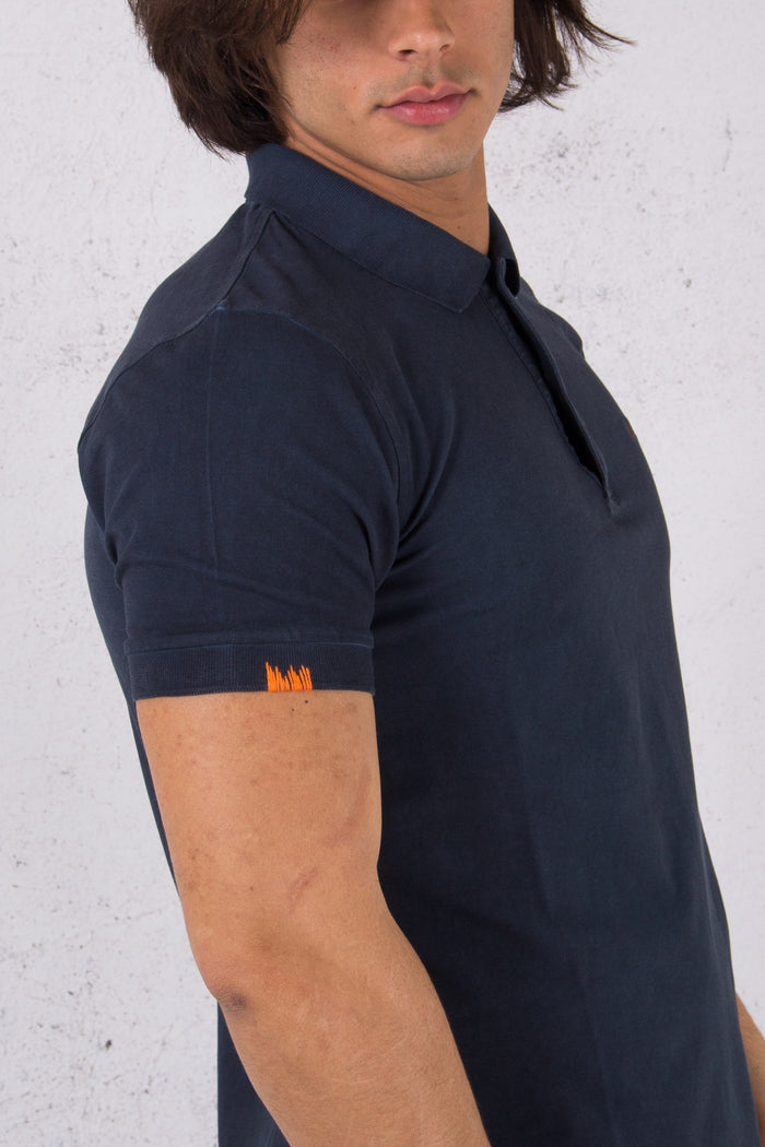 Polo Manica Corta Special Dyed Navy Blue-7