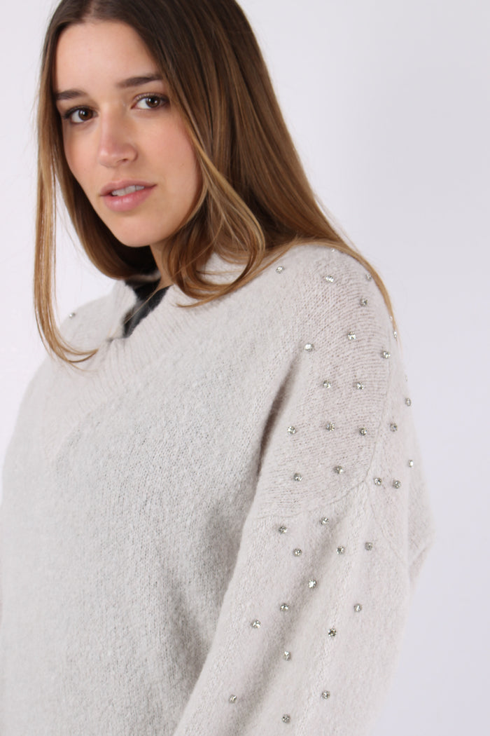 Maglia Scavo V Inserto Strass Ghiaccio-8