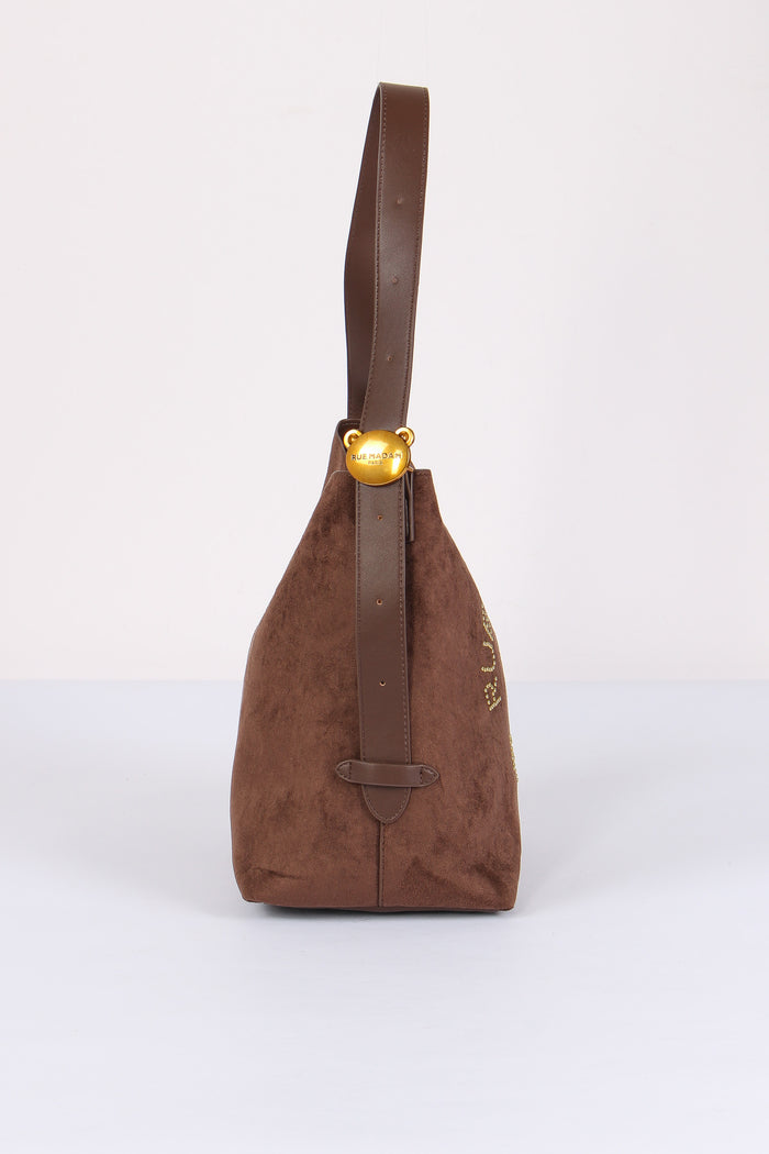 Shopping Verticale Logo Borchie Suede Brown-6