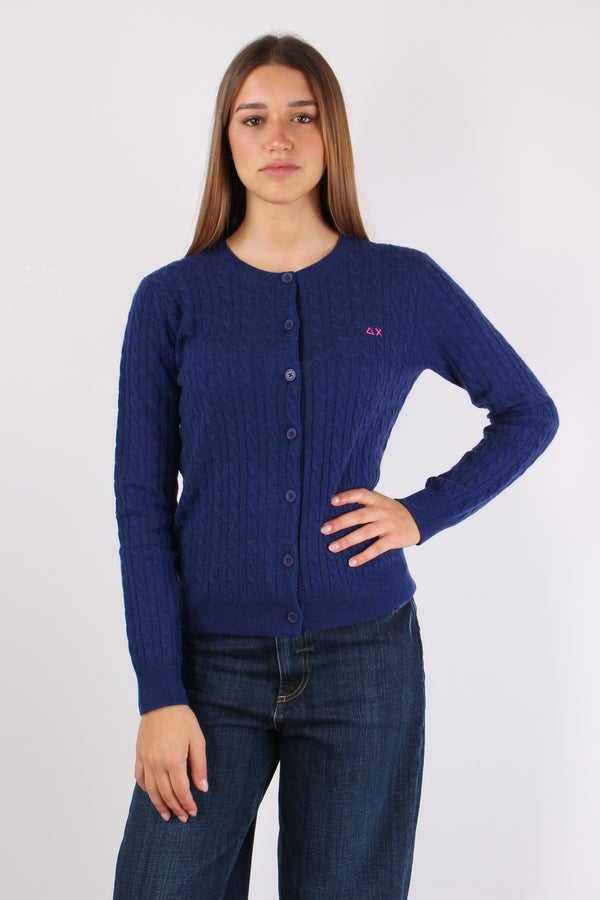 Cardigan Bottoni Trecce Blue-2