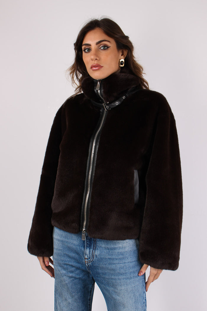 Estebana Bomber Ecopeliccia Marrone-5