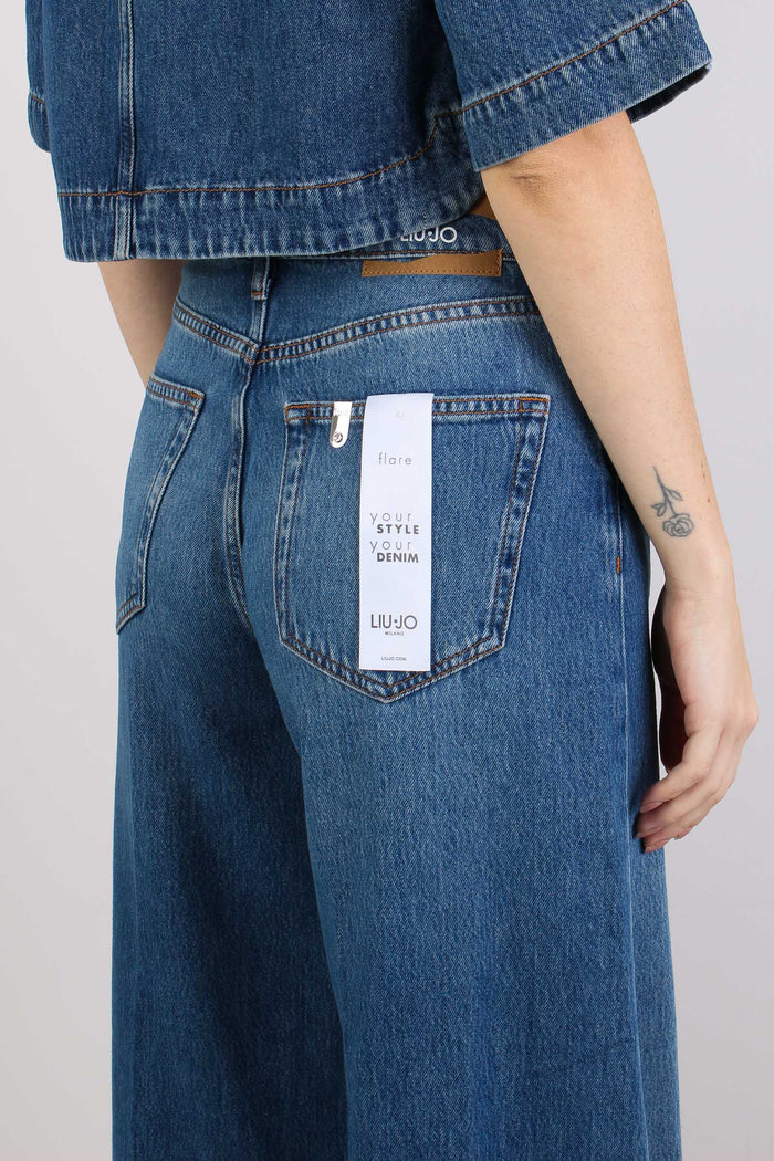 Jeans Flare Ampio Denim Scuro-7
