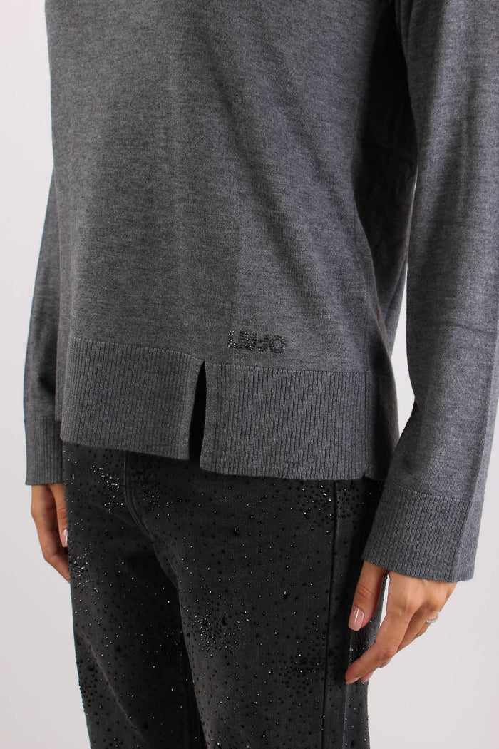 Maglia M/l Spacchetti Misto Lana Grigio Melange-7