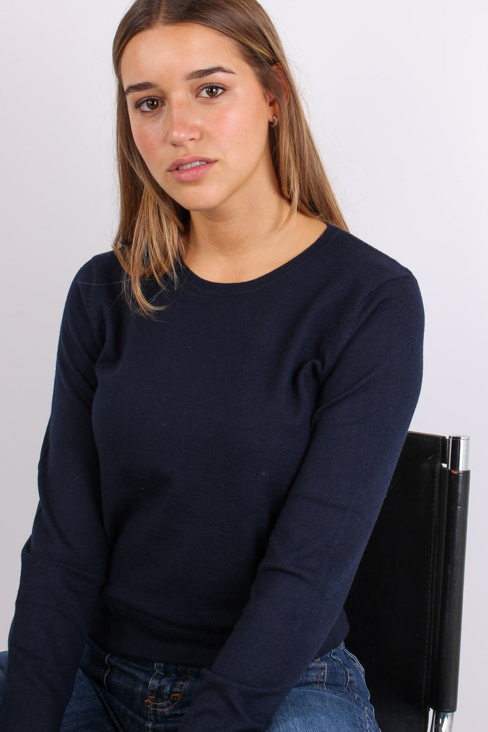 Maglia Girocollo Viscosa Blu-8