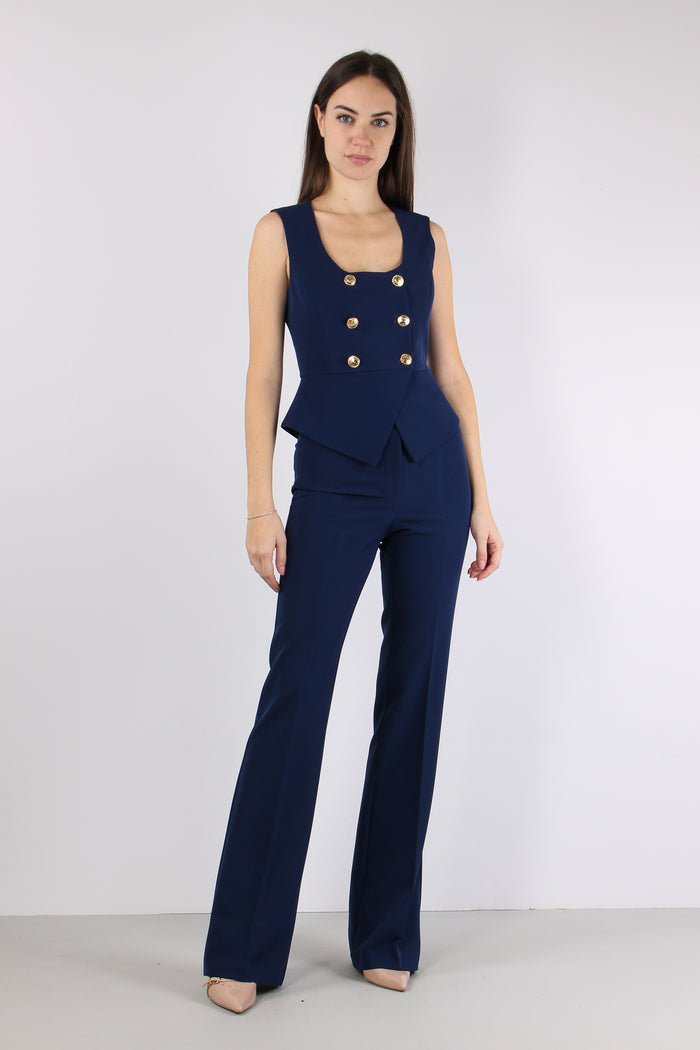 Top Doppiopetto Bottoni Oro Navy