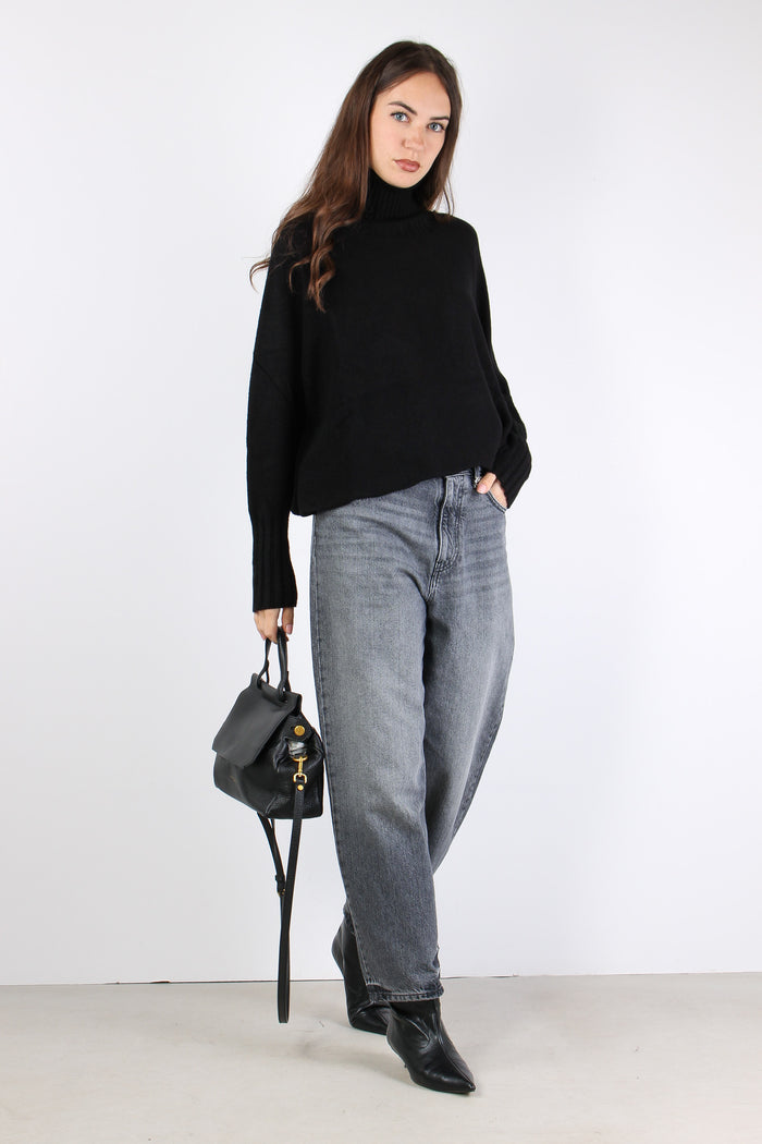 Maglia Collo Alto Viscosa Nero