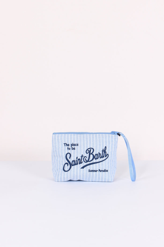 Aline Pochette Canvas Righe Blu/bianco-3