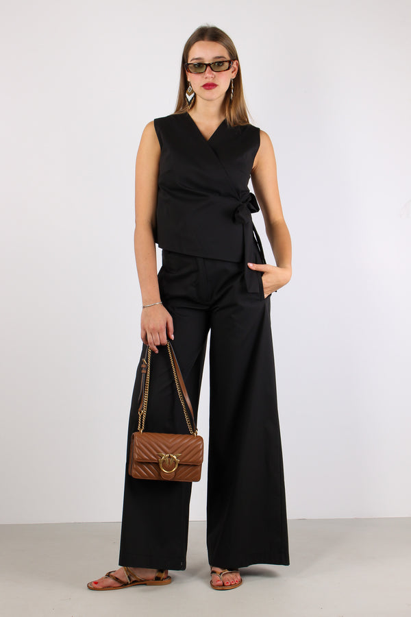 Gilet Cotone Fiocco Laterale Nero
