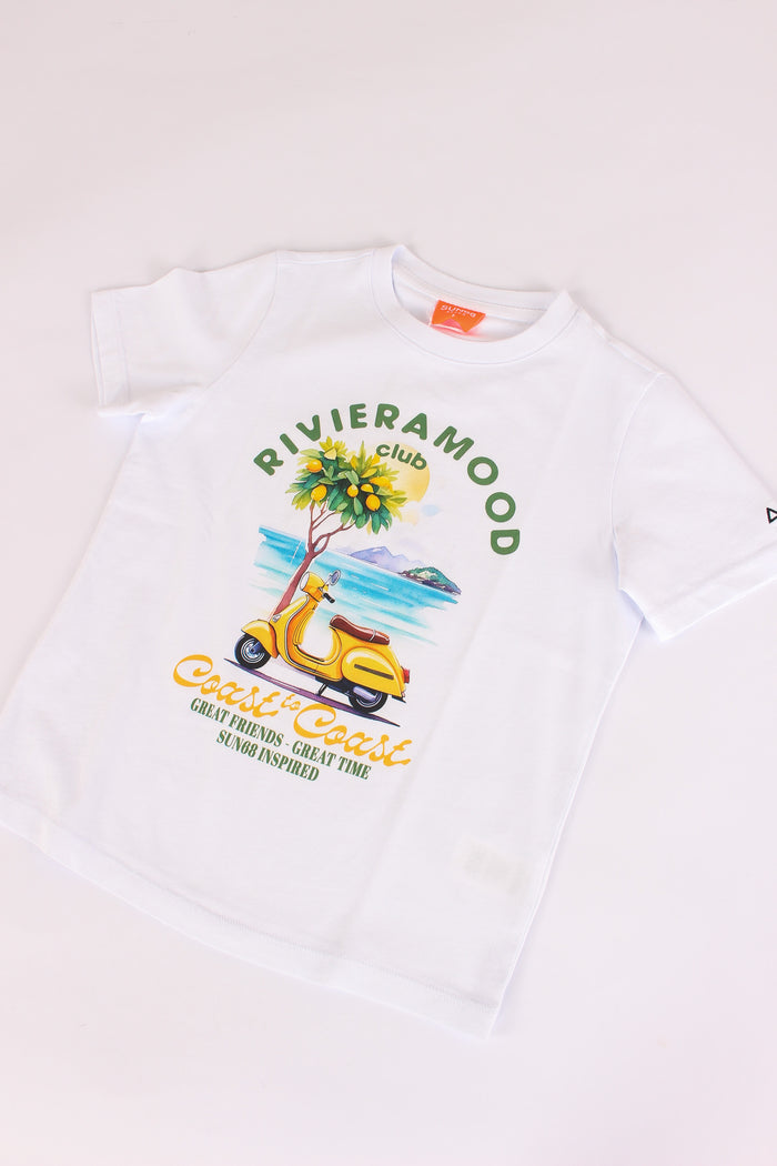 T-shirt Stampa Beach Bianco/giallo-3
