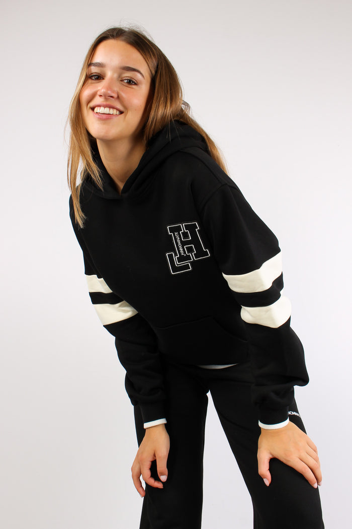 Felpa Cappuccio Collge Nero-3