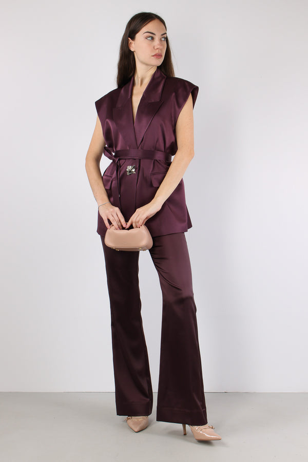 Melanzana Gilet Effetto Raso Bordeaux