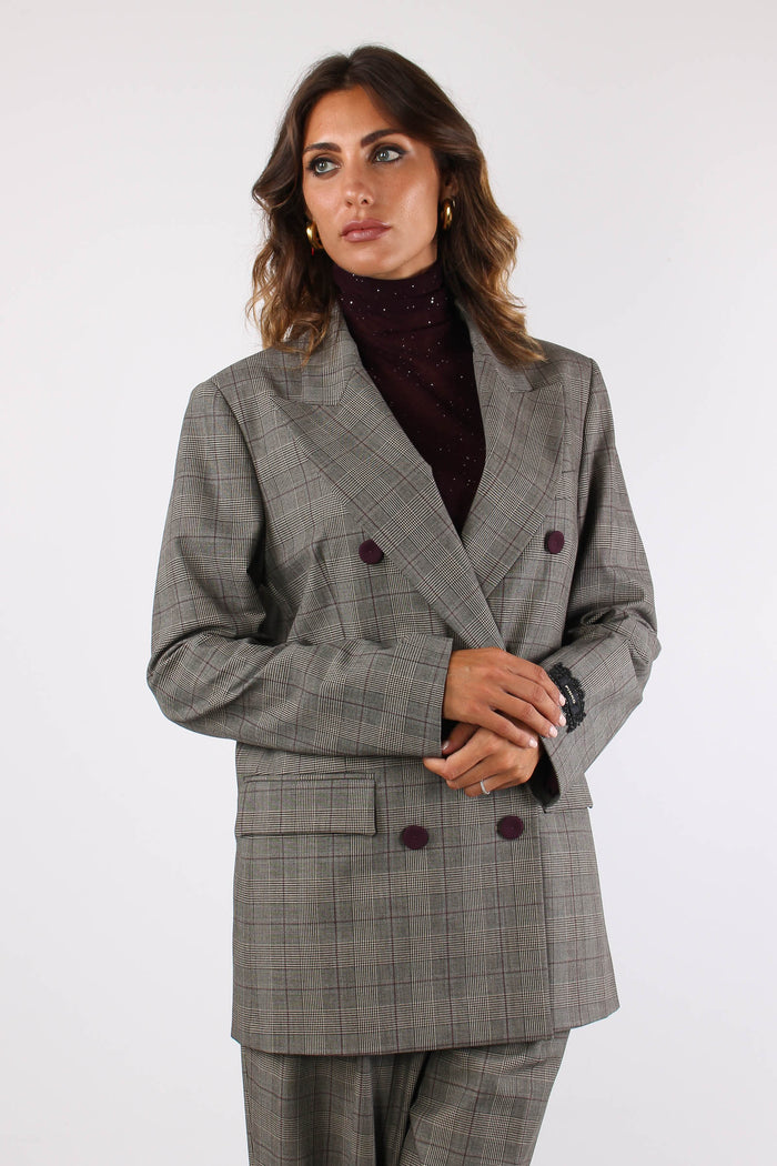 New Guinea Giacca Misto Lana Beige/bordeaux-6