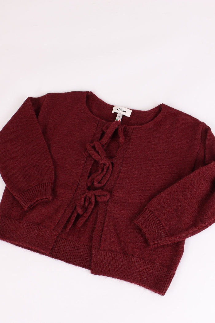 Cardigan Chiusura Fiocco Wine Berry-3