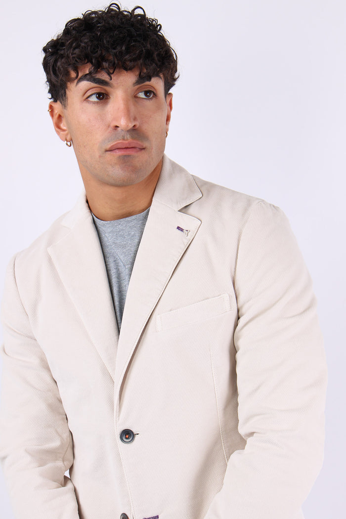 Giacca Velluto Liscio Panna-8