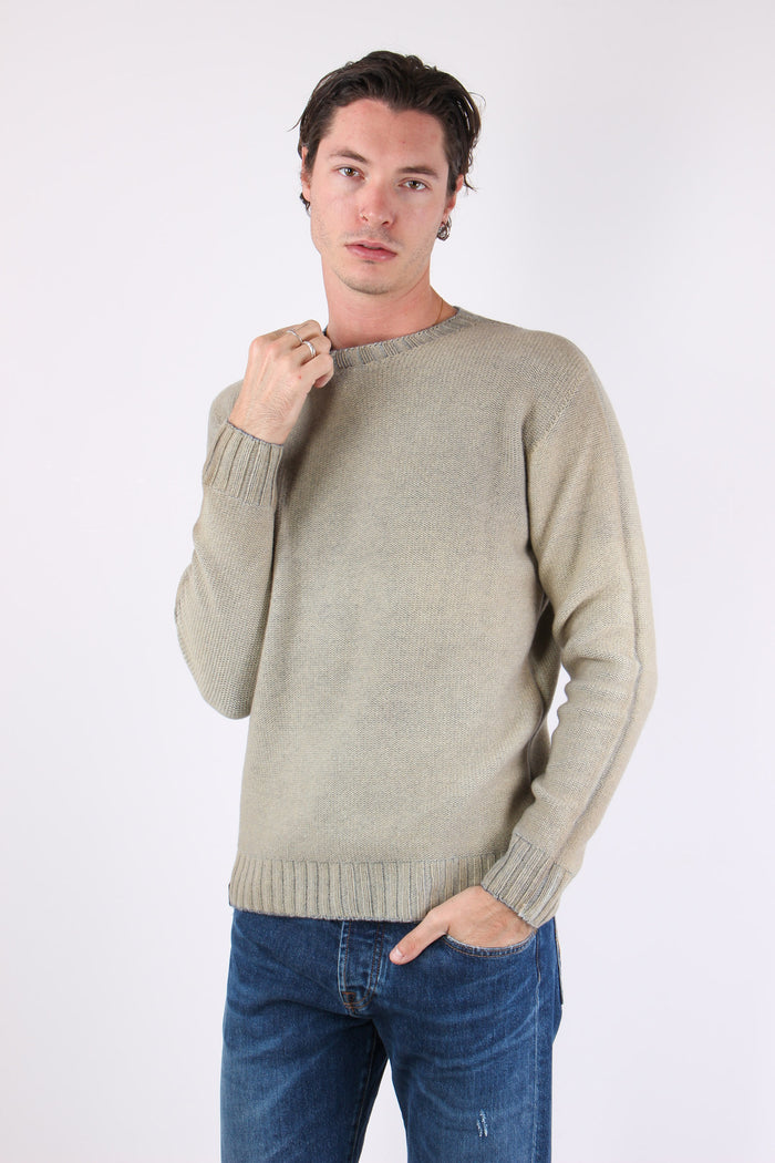 Maglia Girocollo Reversibile Blu/beige-4