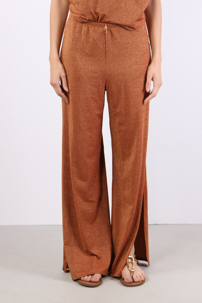 Pantalone Lurex Spacchi Laterali Ruggine-3