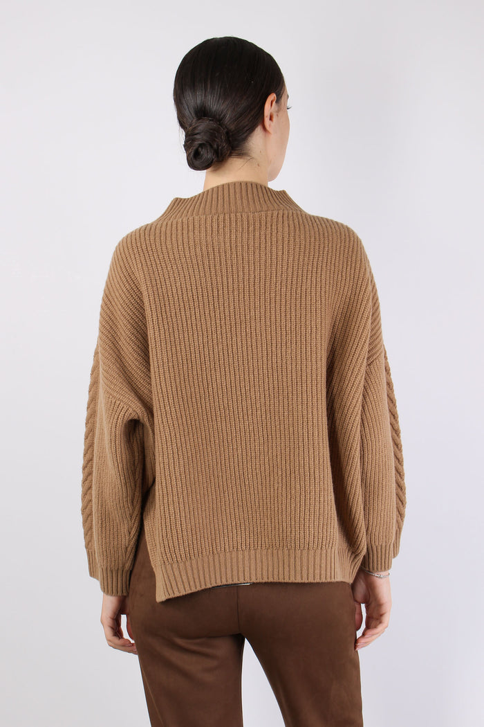 Salita Maglia Over Trecce Cammello-6