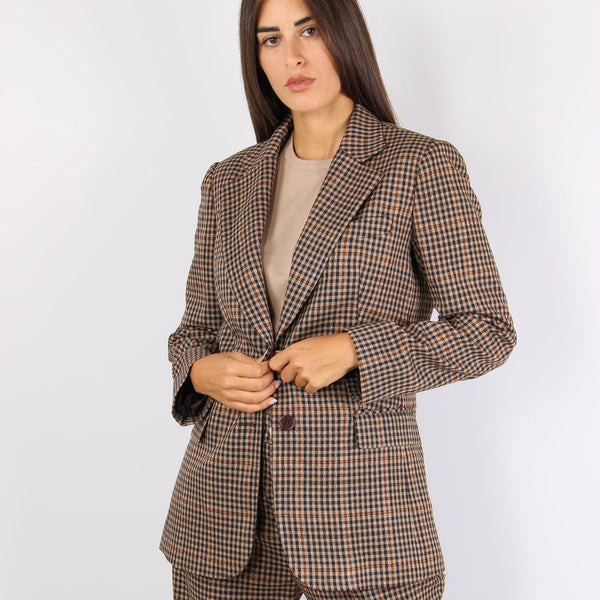 Giacca Dritta Micro Quadro Cioc/beige/blu-2