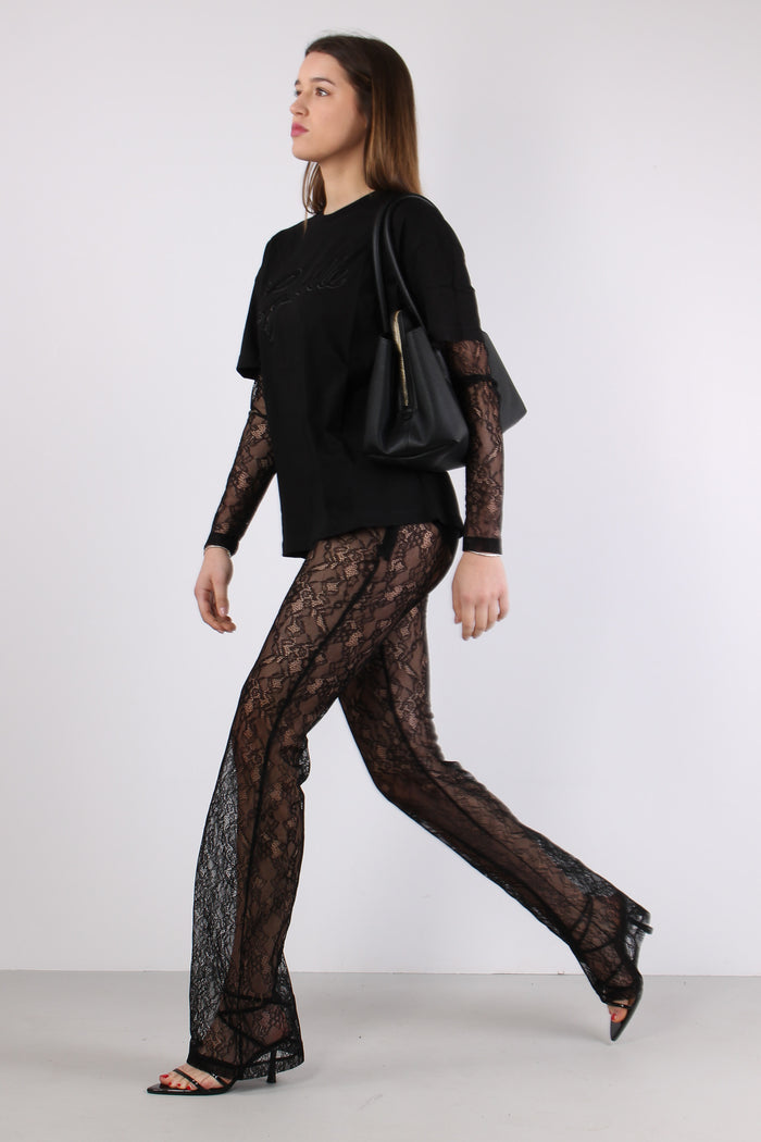 T-shirt Logo Pizzo Nero-5