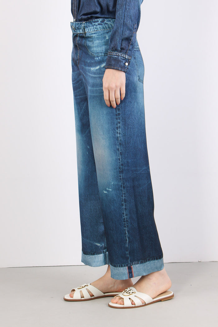 Jeans Stampa Digitale Rottture Blu Denim-7