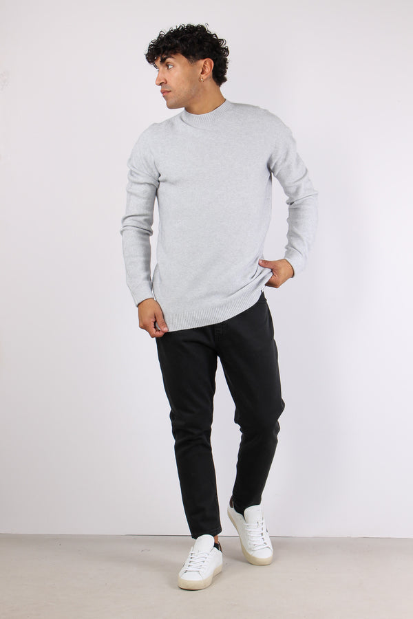 Maglia Girocollo Punto Riso Grigio Perla