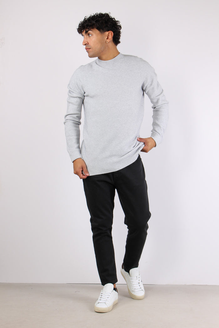 Maglia Girocollo Punto Riso Grigio Perla