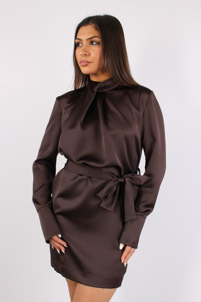 Abito Effetto Raso Cintura Fio Moro-3