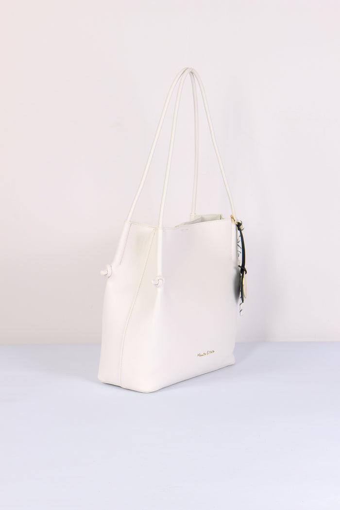Tote Bag Manici Sottili Bianco Ottico-9
