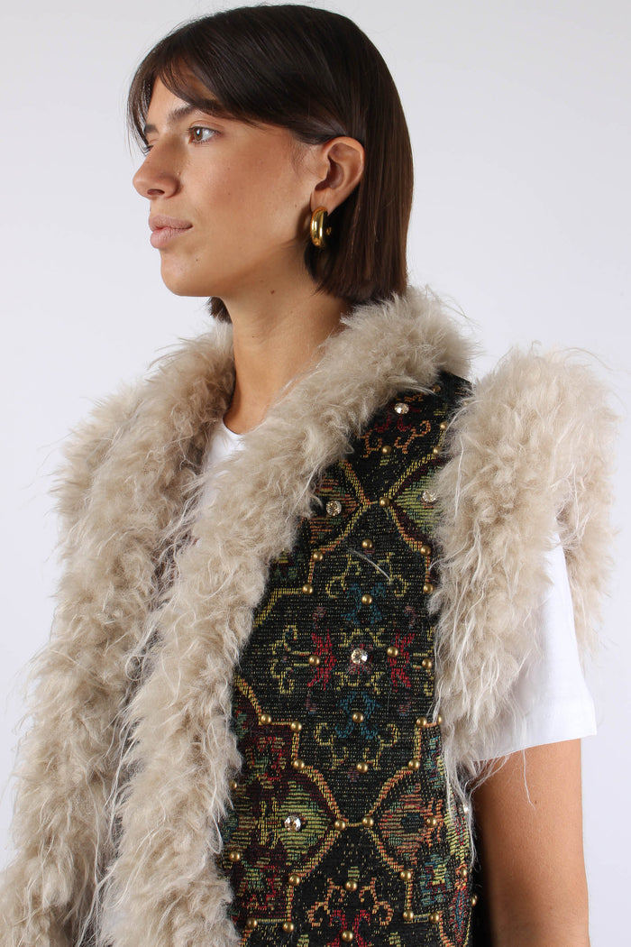 Gilet Etnico Nserto Strass Nero-9