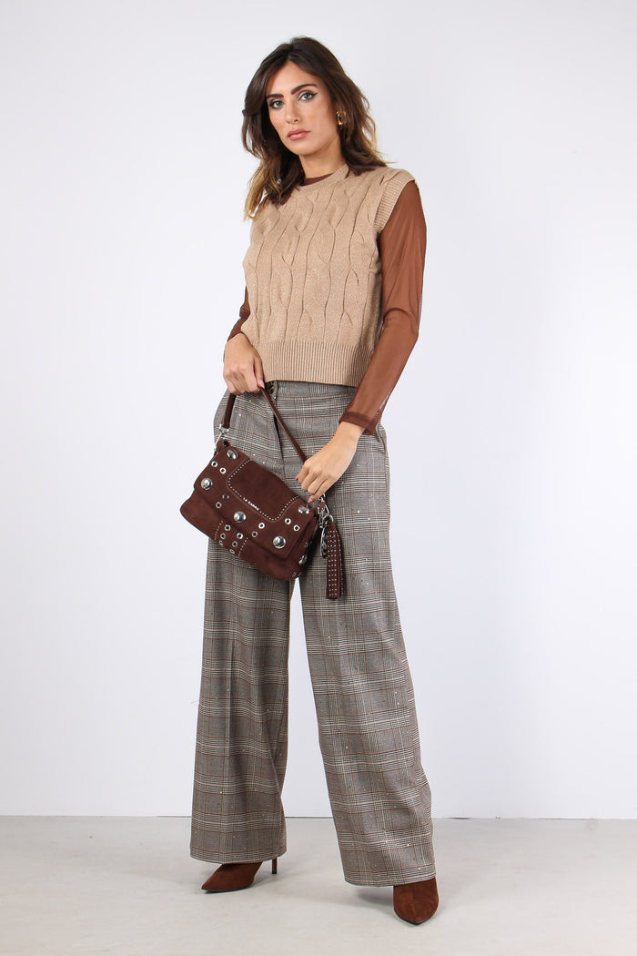 Maglia Girocollo Lurex Viscosa Cammello