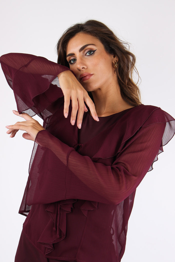 Camicia Rouge Crepe Bordeaux-8