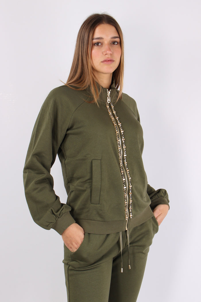 Felpa Zip Castone Olive Night-4