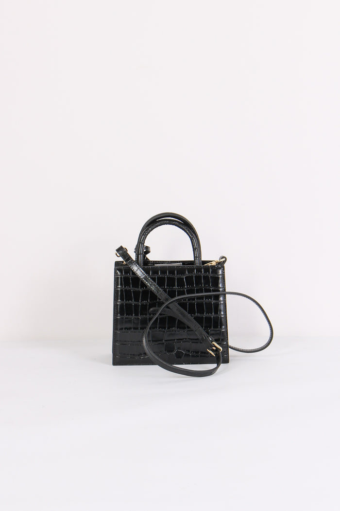 Shopping Mini Croco Nero-4