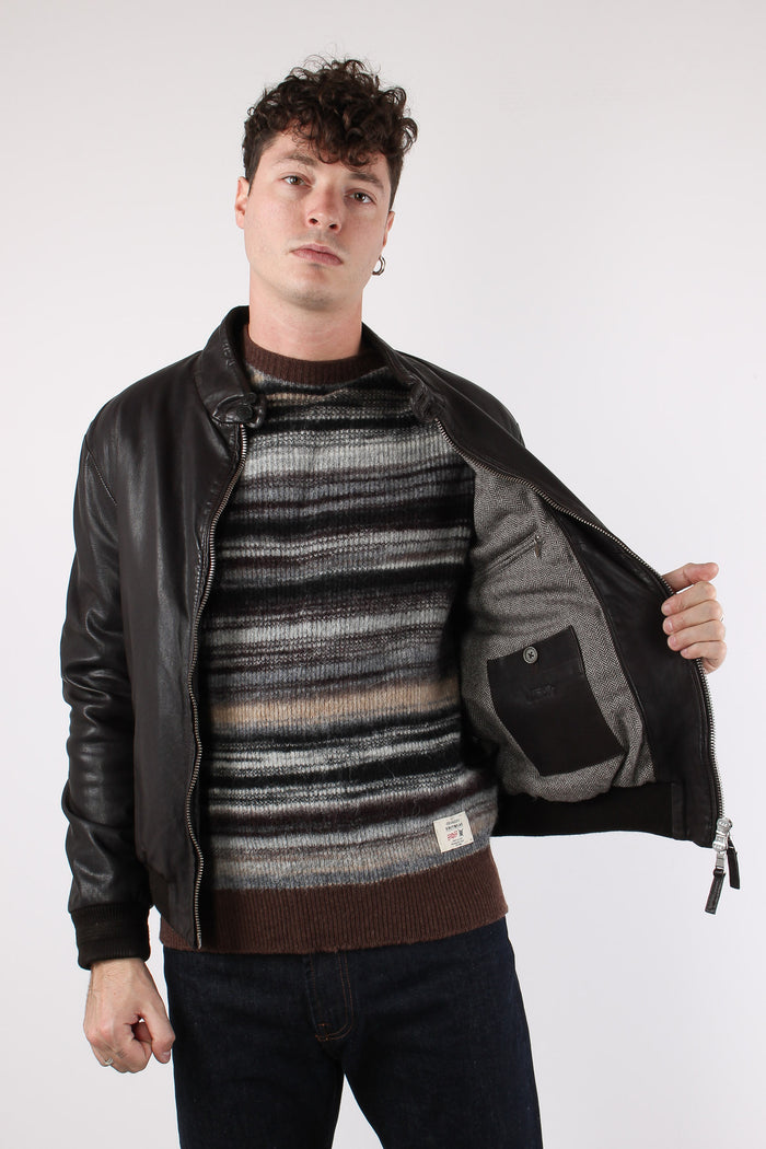 Bomber Pelle Interno Resca Dark Brown-9